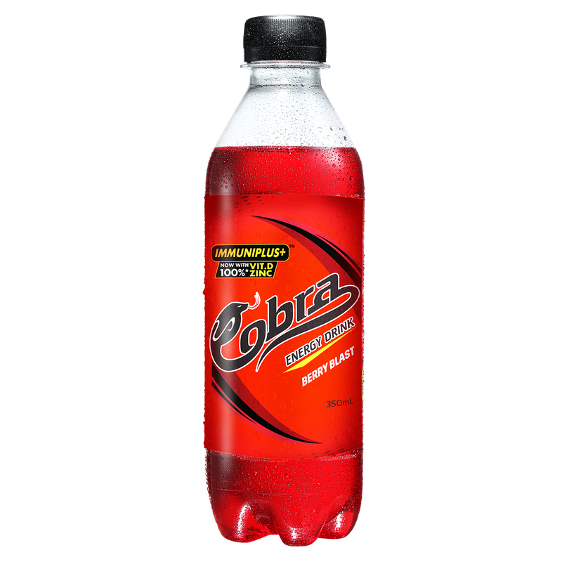 Cobra Energy Drink – Berry Blast with Immuniplus+ 350ml (24 bottles x P22.50/btl)